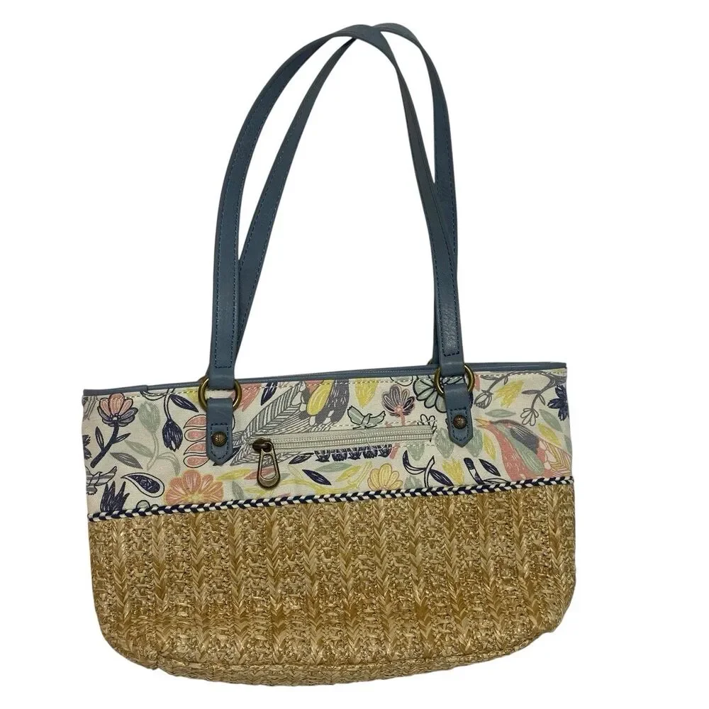 Sakroots Peace Birds Ellis Straw And Canvas Bag New NWOT